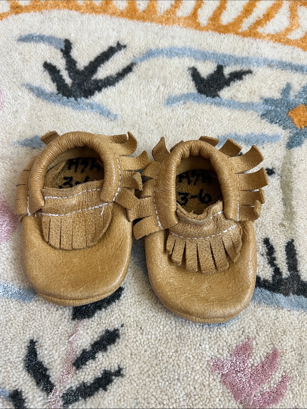 Toddler Fringe Moccasin Shoes in Tan